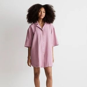 Madewell Lightspun Cover-Up Mini Shirtdress in shaded pink size small NWT